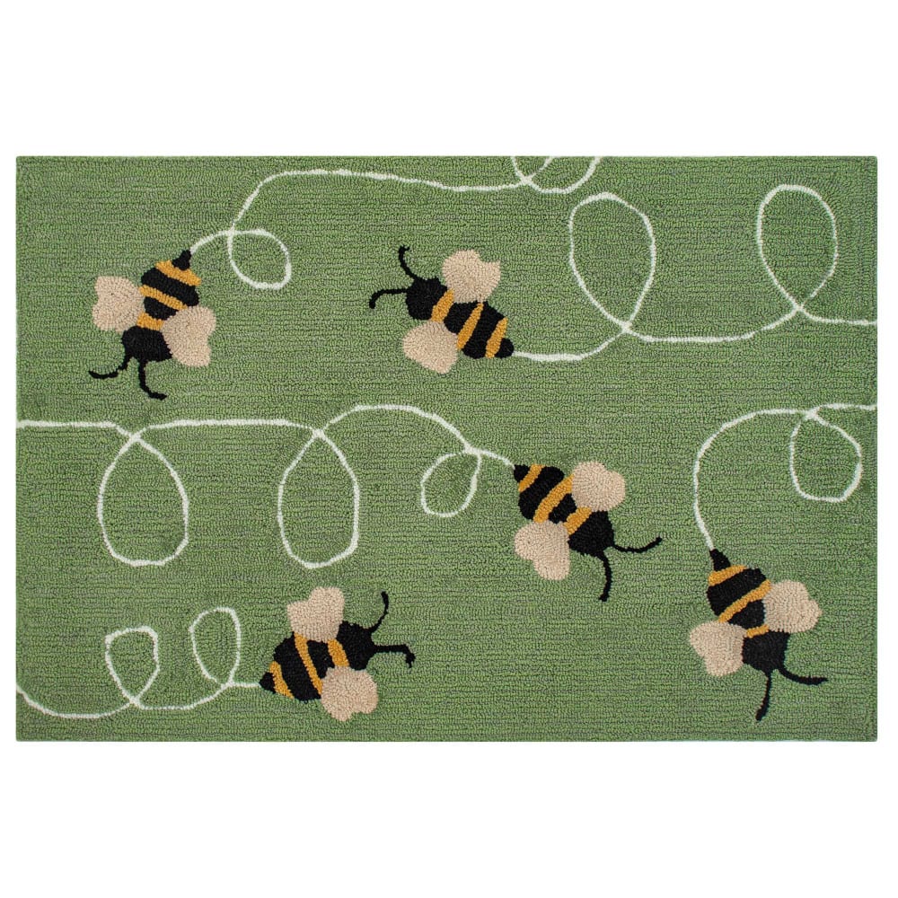 Trans-Ocean Frontporch Buzzy Bees 443706 Green | Rug Studio