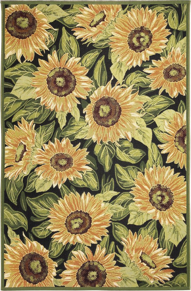 Trans-Ocean Marina Sunflowers 818448 Black | Rug Studio