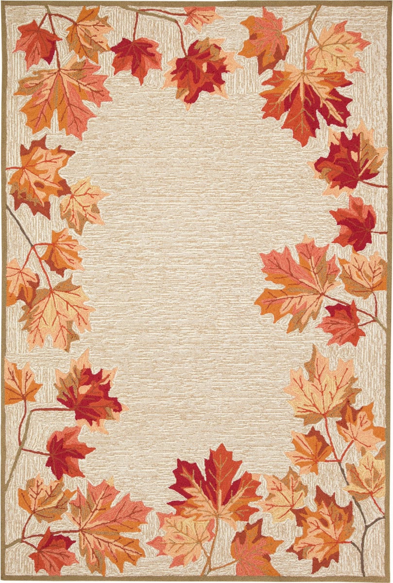 Hand Hooked Falling Leaves Indoor/Outdoor Rug 2x3