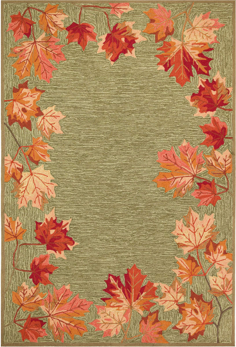 TransOcean Ravella Falling Leaves Border 230316 Moss Rug Studio