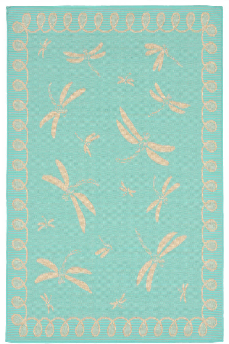 Trans Ocean Terrace Dragonfly 179193 Turquoise Area Rug 190150
