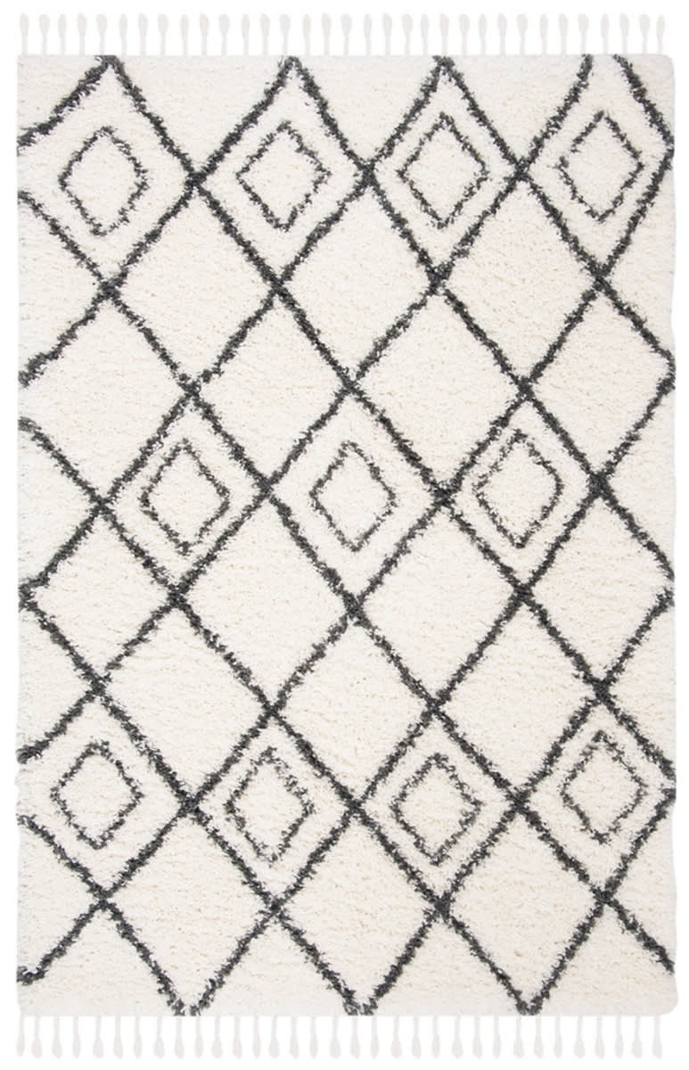 Moroccan Tassel Shag Mts335A Ivory - Dark Grey | Rug Studio