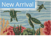 Trans-Ocean Frontporch Swimming Baby Turtles 4689/33 Navy Area Rug
