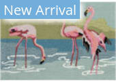 Trans-Ocean Frontporch Flamingos 4704/04 Aqua Area Rug