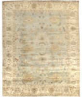 Exquisite Rugs Antique Weave Oushak Hand Knotted 8000 Ivory - Blue Area Rug