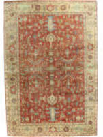 Exquisite Rugs Antique Weave Serapi Hand Knotted 9192 Red - Gold Area Rug