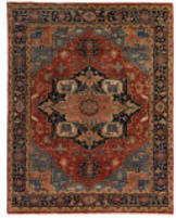 Exquisite Rugs Antique Weave Serapi Hand Knotted 9971 Red - Blue Area Rug