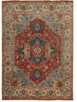 Exquisite Rugs Antique Weave Serapi Hand Knotted 9972 Red - Ivory Area Rug