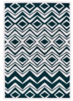 Feizy Saphir Mira 3505f Teal - White Area Rug