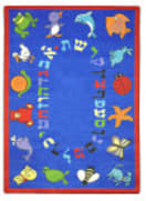 Joy Carpets Kid Essentials Abc Animals Hebrew Blue Area Rug