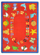 Joy Carpets Kid Essentials Abc Animals Hebrew Red Area Rug
