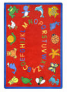 Joy Carpets Kid Essentials Abc Animals Red Area Rug