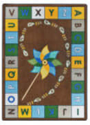 Joy Carpets Kid Essentials Alphabet Pinwheel Earthtone Area Rug