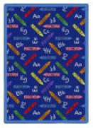 Joy Carpets Playful Patterns Crayons Blue Area Rug