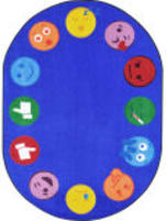 Joy Carpets Kid Essentials Emoji Edge Multi Area Rug