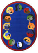 Joy Carpets Kid Essentials Joyful Faces Blue Area Rug