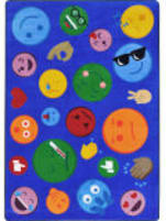 Joy Carpets Kid Essentials Shake 'em Up Emojis Multi Area Rug