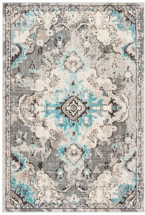 Safavieh Teppich 'Madison Collection' – Vintage Medaillon Design, 2'3" X 8', Hellgrau/blau, Fleckenabweisend