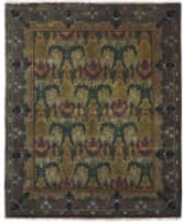 Southwest Looms Arts and Crafts PC-06A Green - Eggplant Area Rug