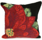 Trans-Ocean Frontporch Pillow Poinsettia 2046/48 Black