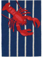 Trans-Ocean Frontporch Lobster On Stripes 1595/33 Navy Area Rug