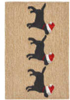 Trans-Ocean Frontporch 3 Dogs Christmas 1857/12 Neutral Area Rug