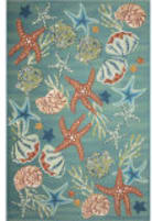 Trans-Ocean Marina Starfish Song 8204/04 Aqua Area Rug
