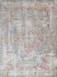 Exquisite Rugs Antique Loom Power Loomed 5572 Rust - Light Blue