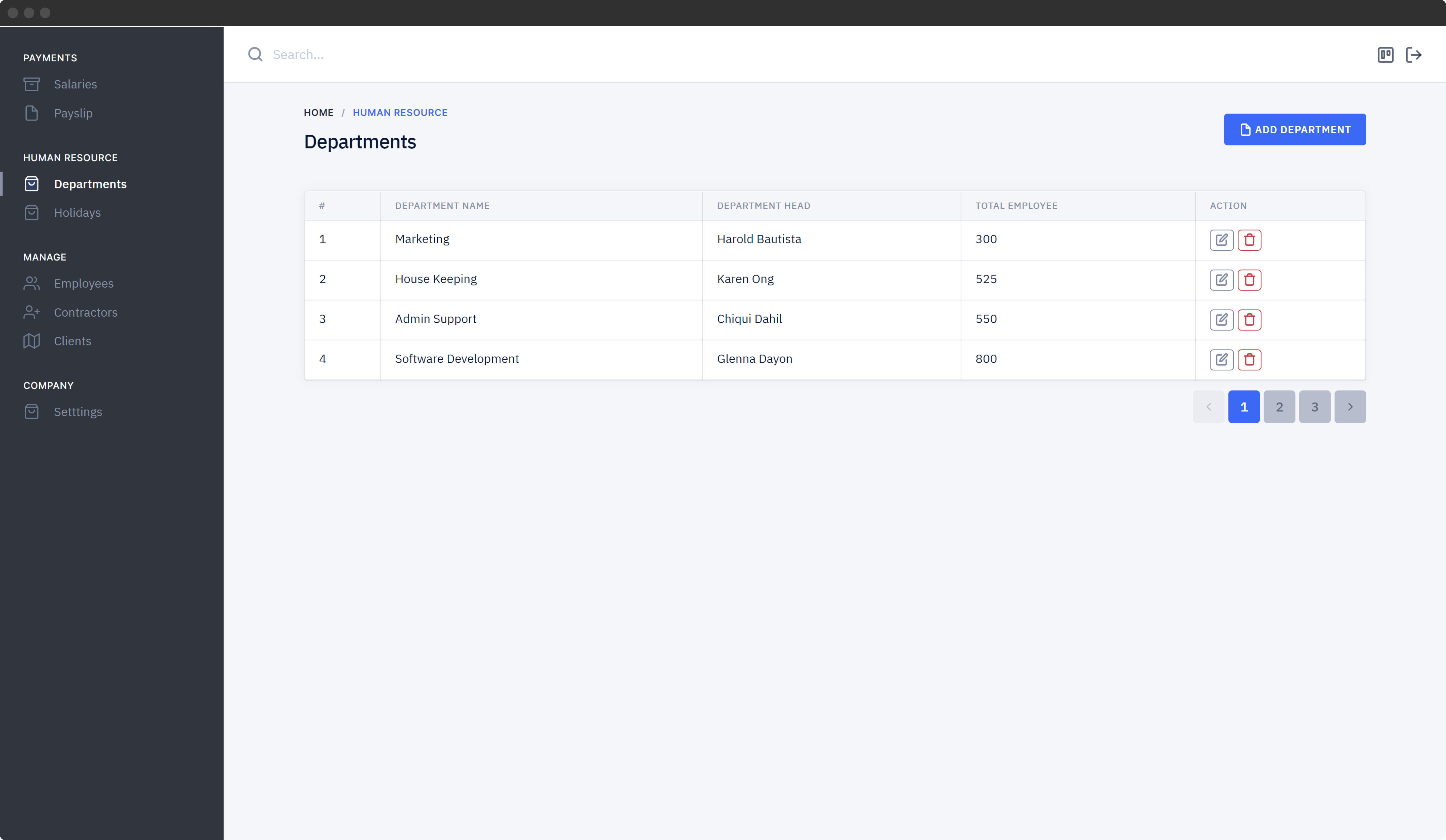 Department Page