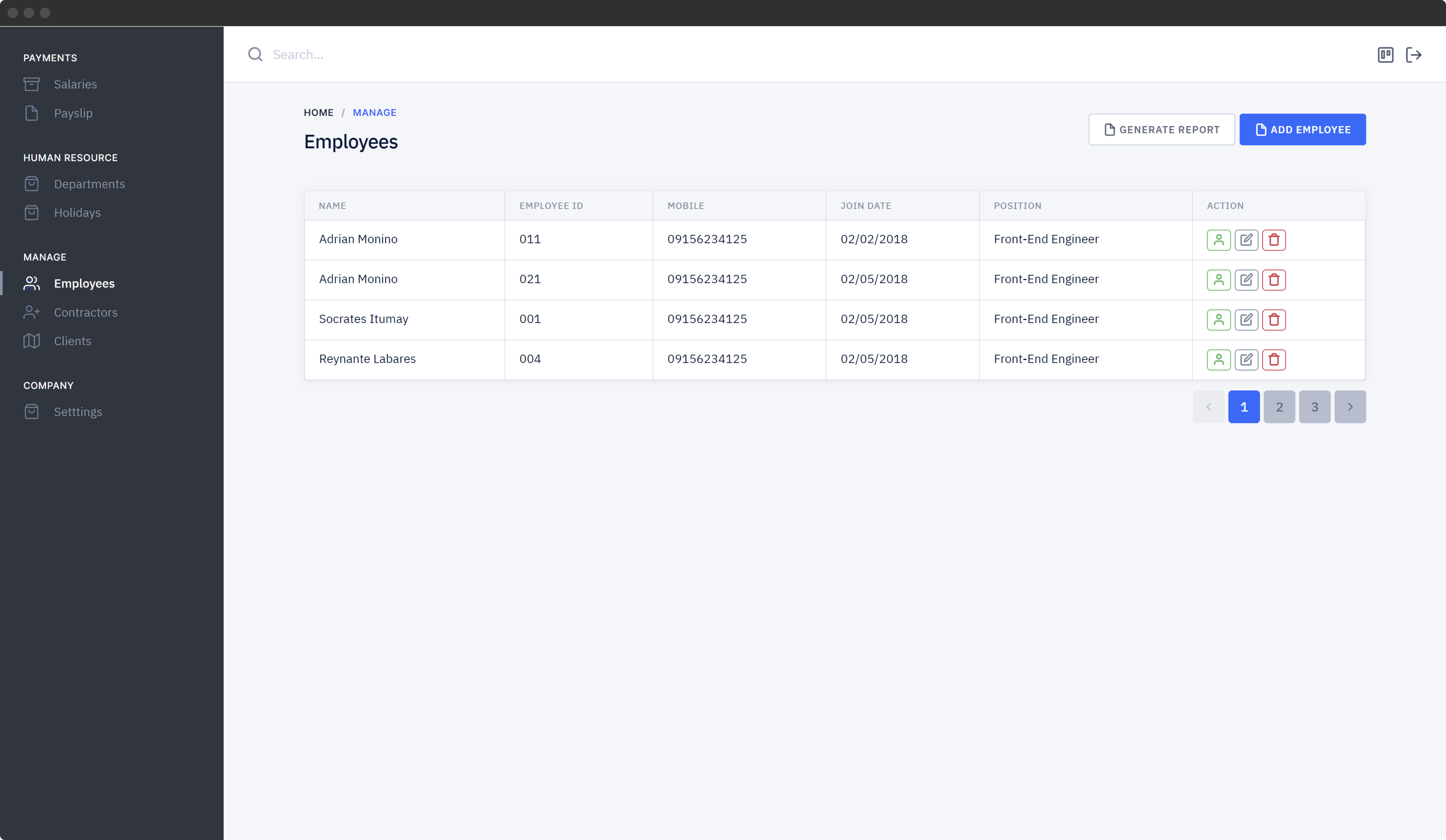 Employee Page
