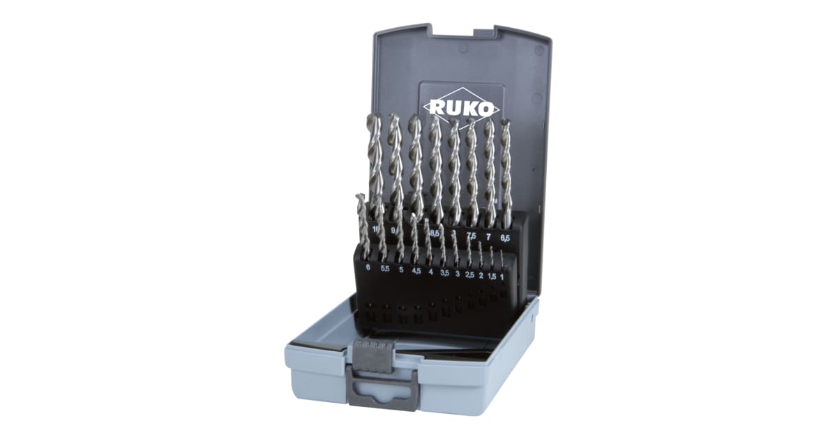 Twist drill set DIN 338 TL 3000, HSS-G in plastic case - 19 pcs 
