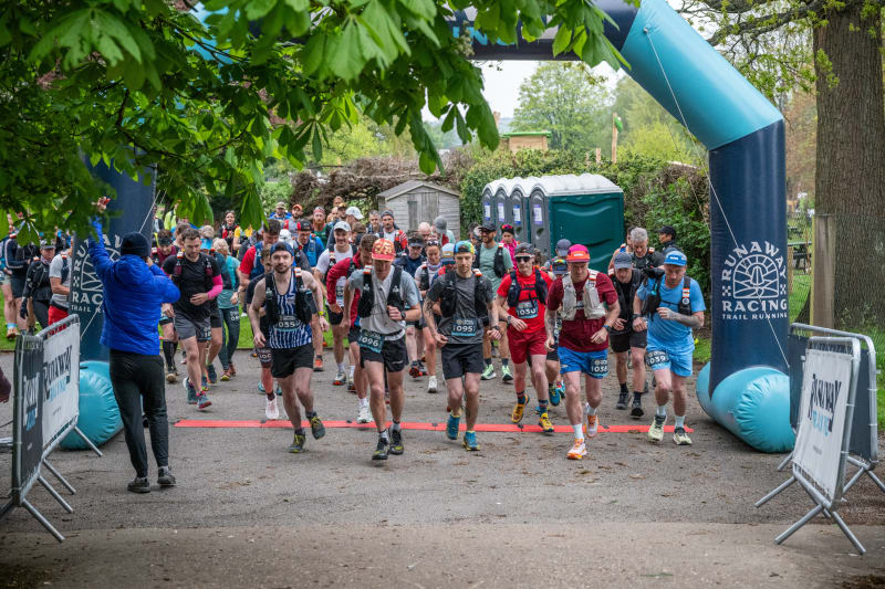 Runners leaving the start of the Chiltern Hills 100K in Chesham