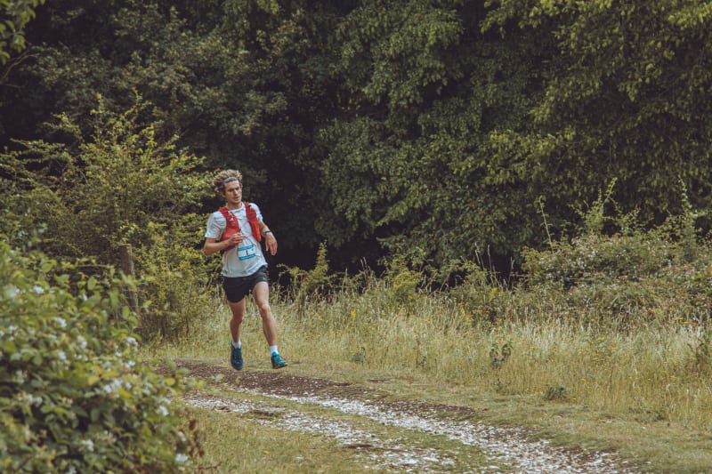 Runner on a woodland trail at the Chiltern Ridge Half Marathon