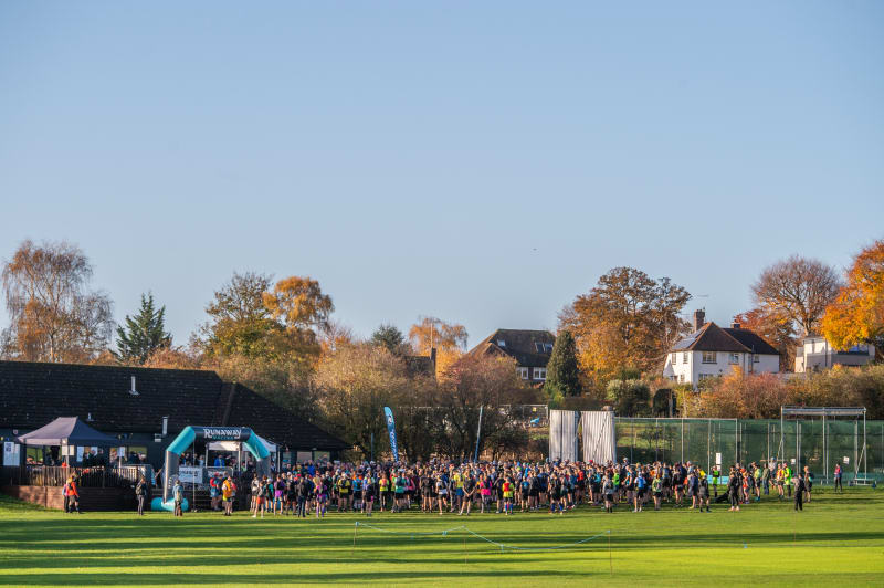 Runners at the start of the Chiltern Ridge Winter 50K in Berkhamsted