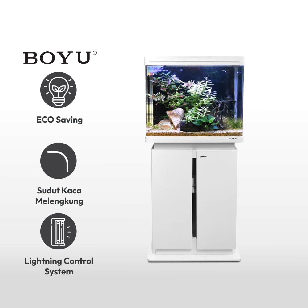 Jual Boyu Set Akuarium Dan Kabinet Ms 520 M Putih Terbaru Ruparupa Fiber aquarium with stand