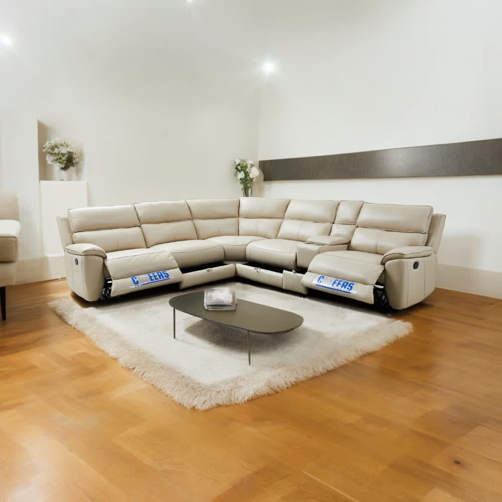 Jual Cheers Michelson Sofa L Sectional Recliner Kulit Krem Terbaik