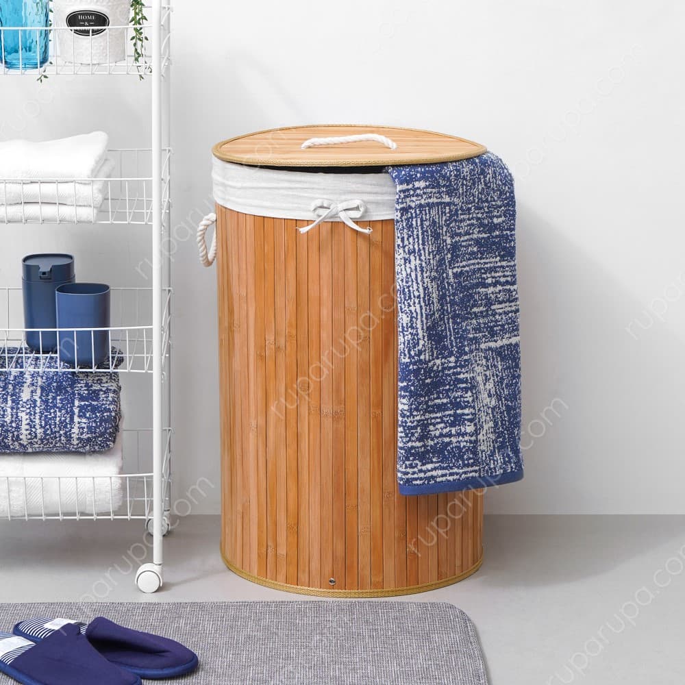 keranjang laundry bambu 39x60 cm