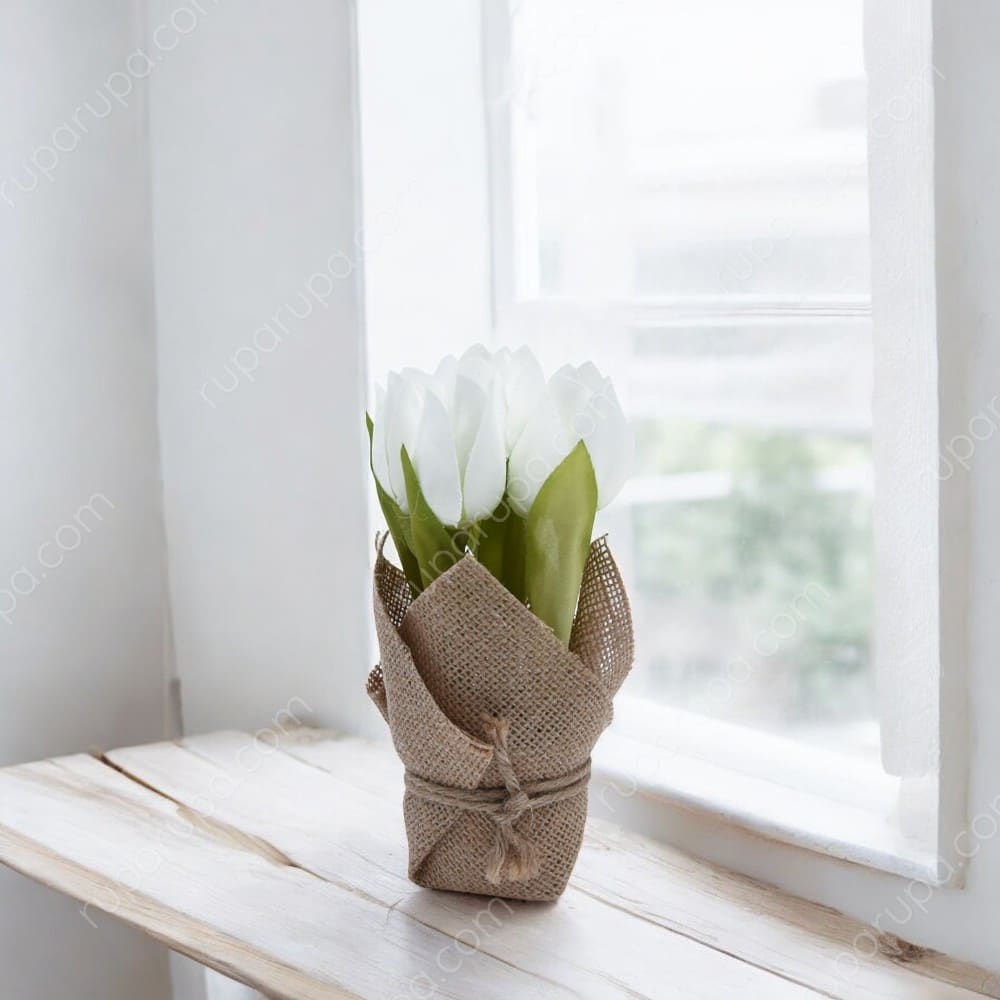 Jual Arthome Bunga Artifisial Tulip Dengan Wraped Pot Putih Terbaik Informa