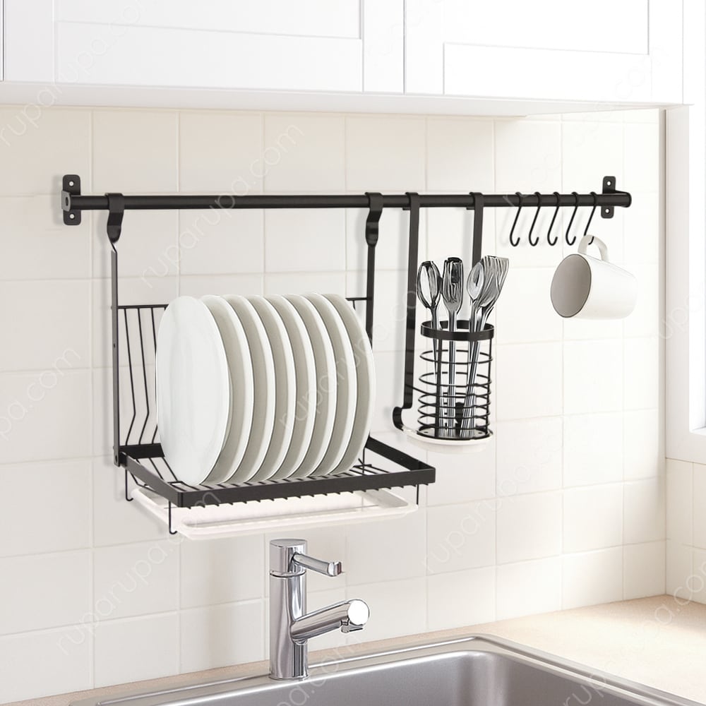 Jual Krischef Rak  Piring  Gantung  60 Cm Hitam Terbaru 