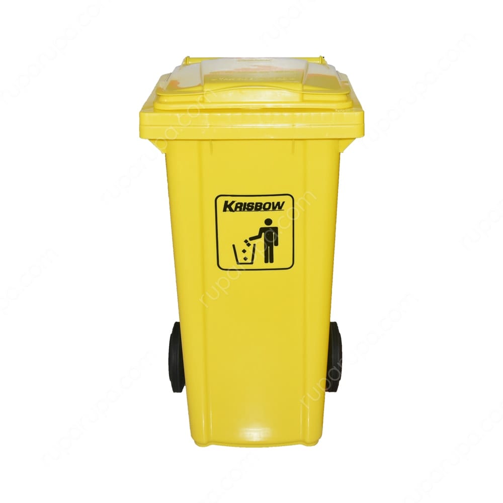 Jual Krisbow 120 Ltr Tempat  Sampah  Plastik Outdoor Kuning 