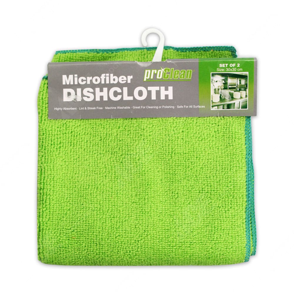 Jual Proclean 2 Pcs Kain Lap Microfiber Cuci Piring Hijau Original