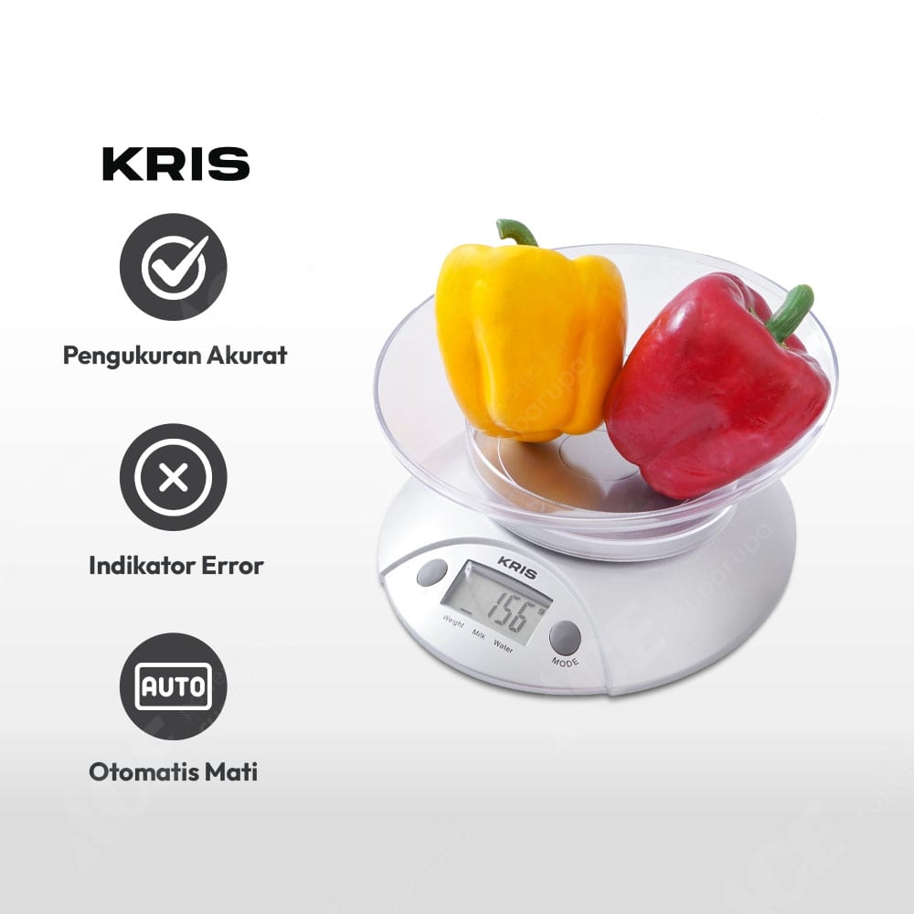 Jual Krischef Timbangan  Dapur  Digital  5 Kg Silver Original 