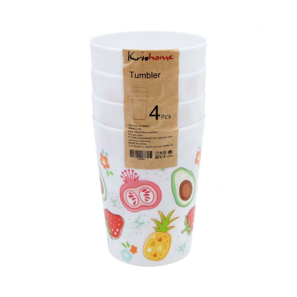 Jual Krishome 500 Ml Set 4 Pcs Gelas Plastik Fruit Color Original Ace