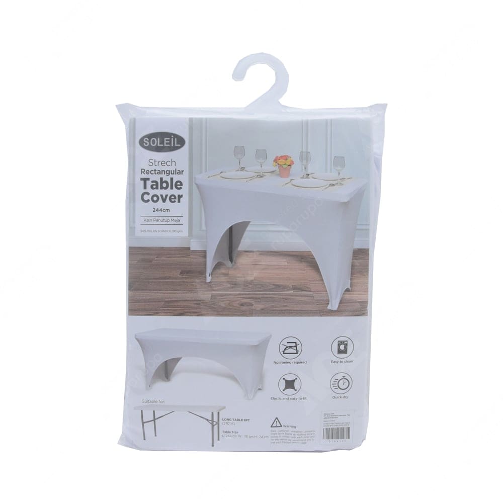 Jual Soleil Sarung Meja Stretch Persegi Open 182 Cm Putih Original Ace