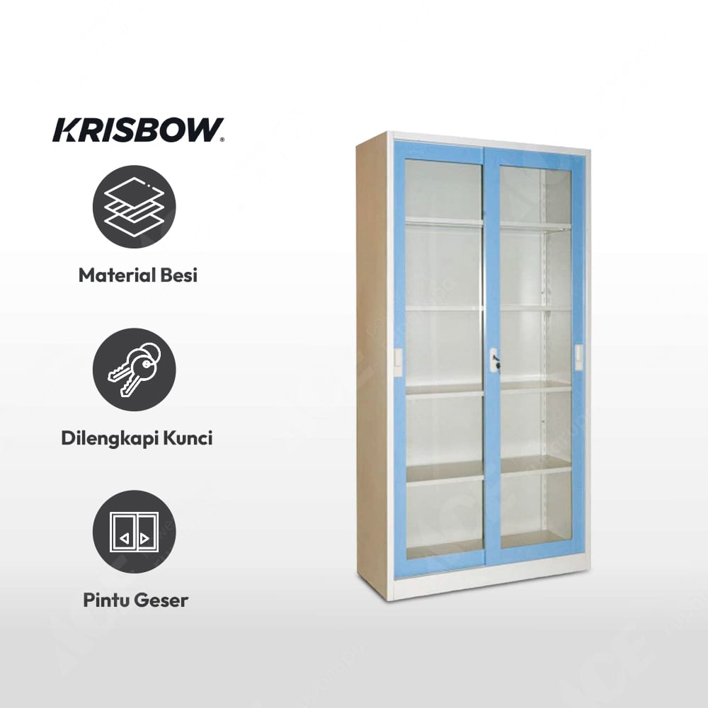 Jual Krisbow Lemari Kantor  Pintu  Kaca  Geser  90 X 39 X 180 