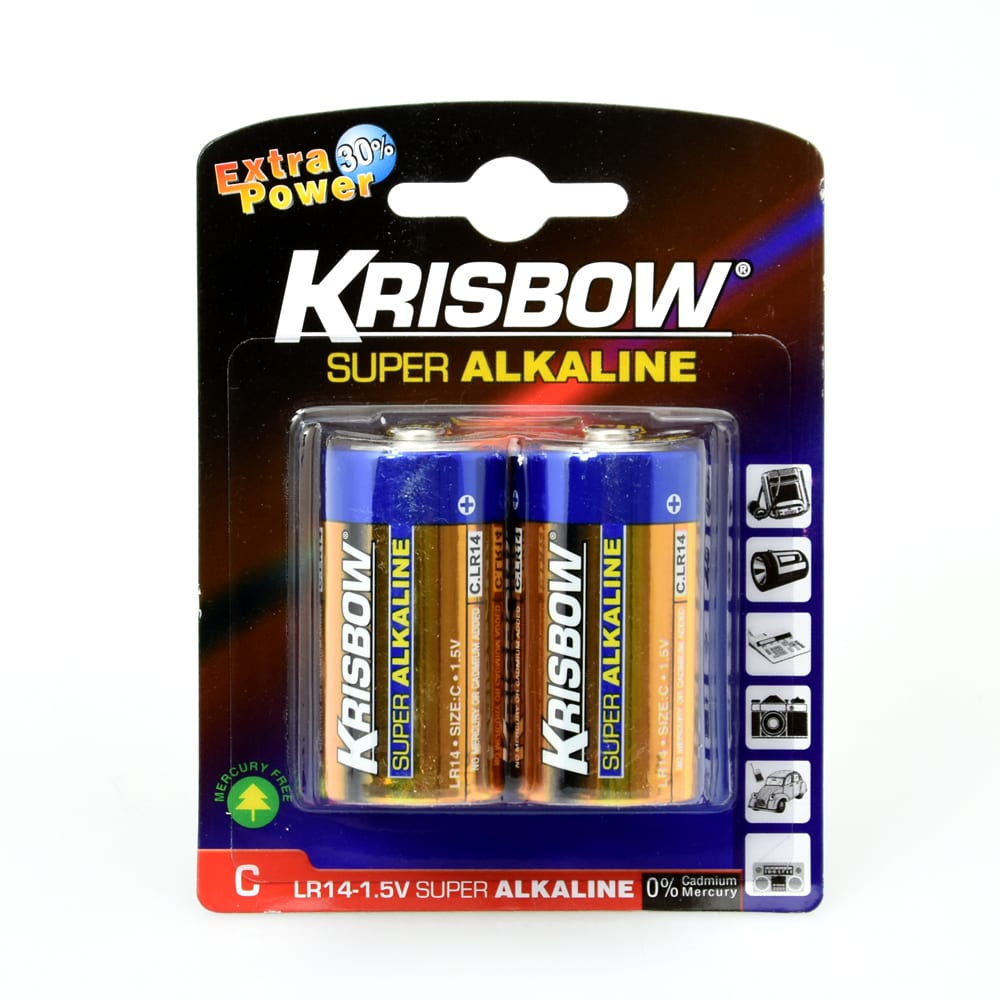 Jual Krisbow  Baterai Alkaline Ukuran C 2 Pcs Terbaru 