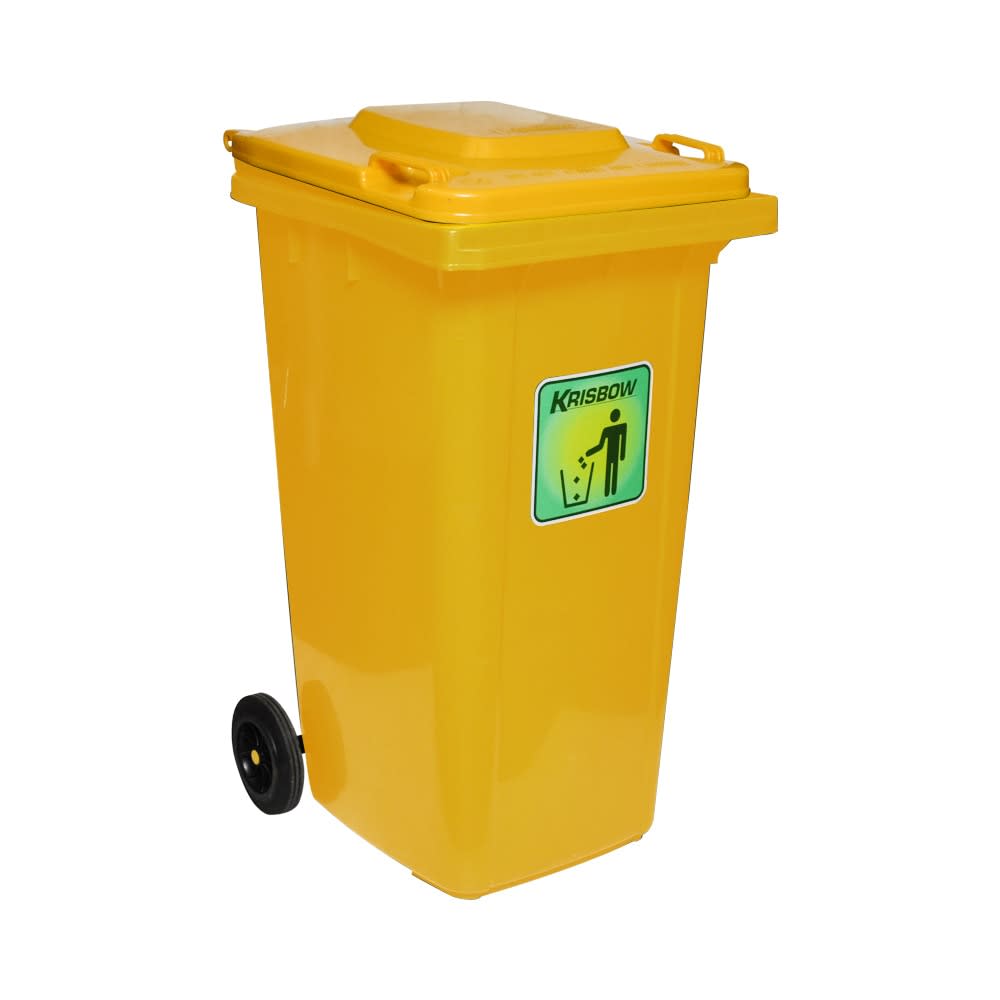 Jual Krisbow 240 Ltr Tempat Sampah Outdoor Push Cover Kuning Original Ace 9010