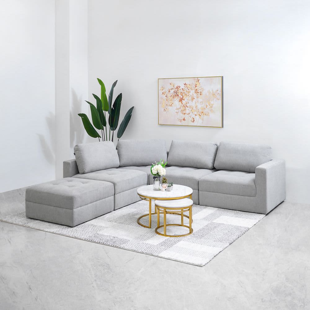 Jual Nordia Athena Sofa L Sectional Fabric Abu Abu Muda Terbaik Informa