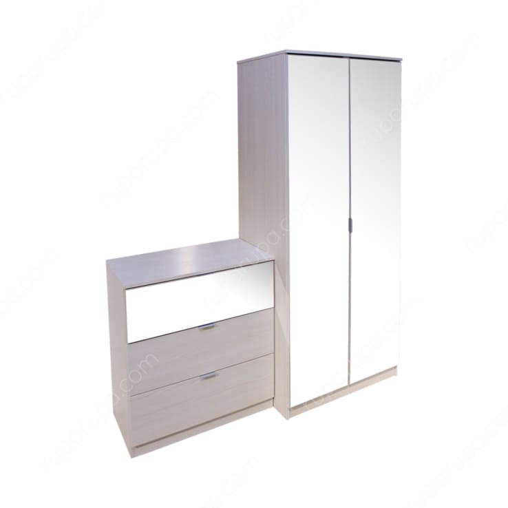 STACE WARDROBE+DRAWER W/MIRROR SET (S/2)