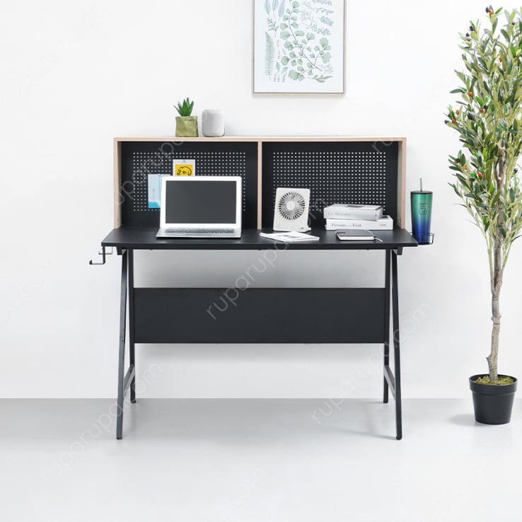 JAIME STUDY DESK WITH HUTCH BLACK OAK